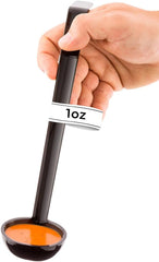 1 Ounce Serving Ladle 1 Hook Handle Portion Ladle - Dishwasher-Safe Reusable Black Plastic Gravy Ladle For Stirring Pouring And Serving