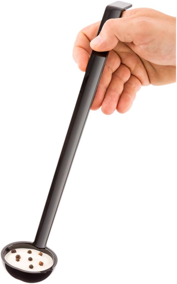 1 Ounce Serving Ladle 1 Hook Handle Portion Ladle - Dishwasher-Safe Reusable Black Plastic Gravy Ladle For Stirring Pouring And Serving