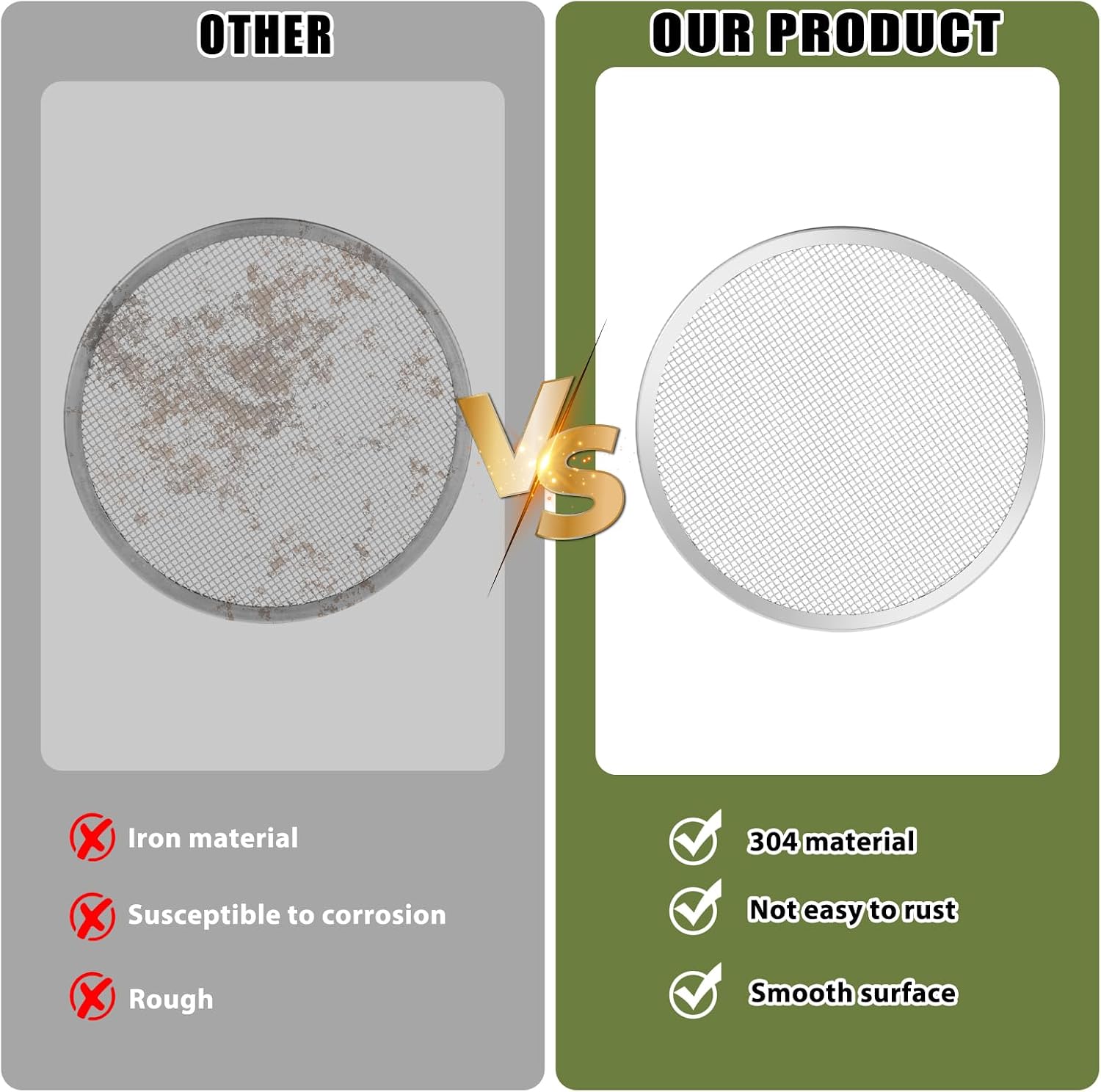 10 Pack Stainless Steel Screen Filter Strainer Lid for 86mm Wide Mouth Mason Jar, Sprouting Lids, Mason Jar Sprouting Lids, Regular Mouth Mesh Bean Sprout Sieve Lids for Bean, Alfalfa, Broccoli