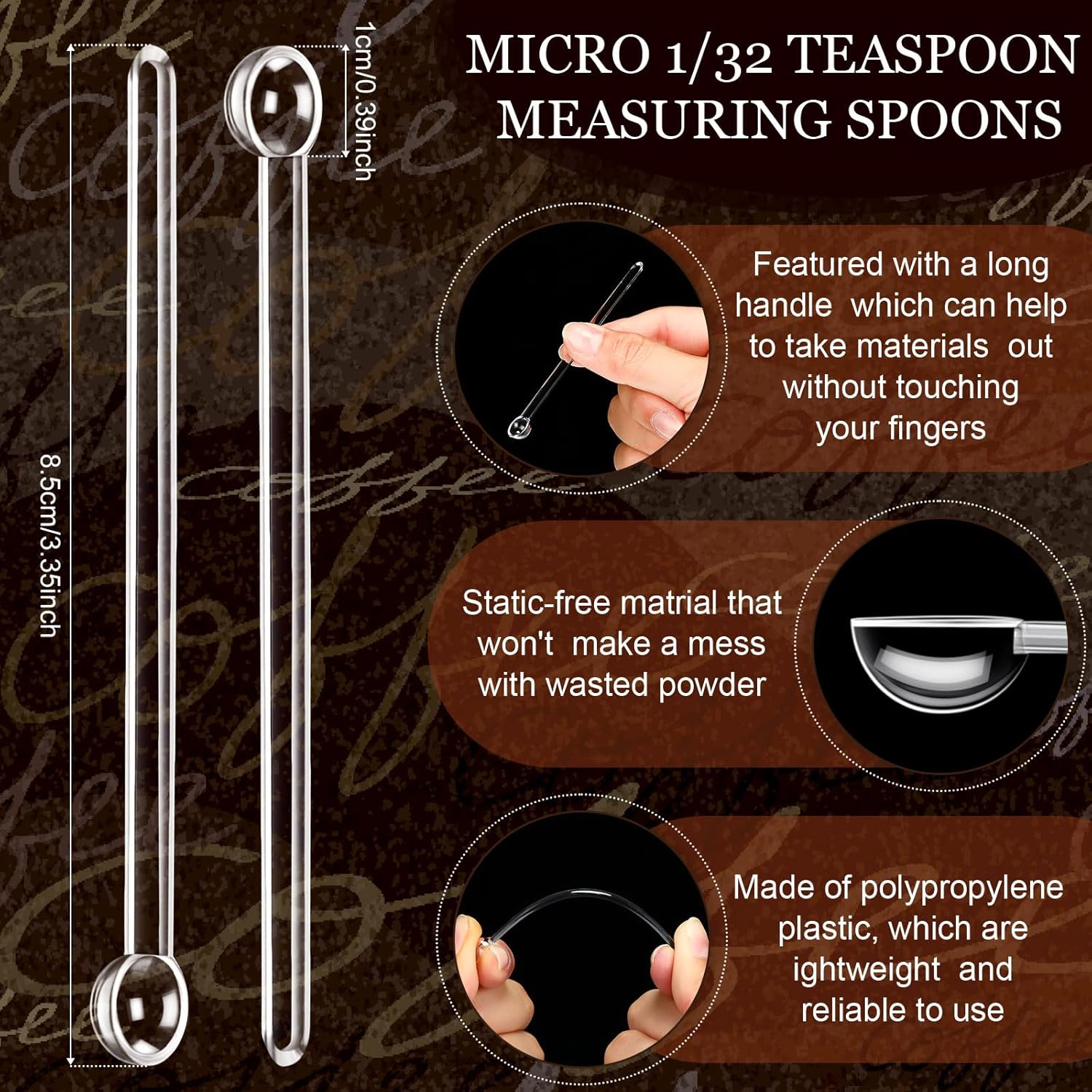 1/32 Teaspoon Micro Scoops 150 Milligram Mini Measuring Spoons Tiny Little Plastic Scoop for Measuring Cosmetics, Powders, Glitter and Seasoning(White, 16 Pieces)