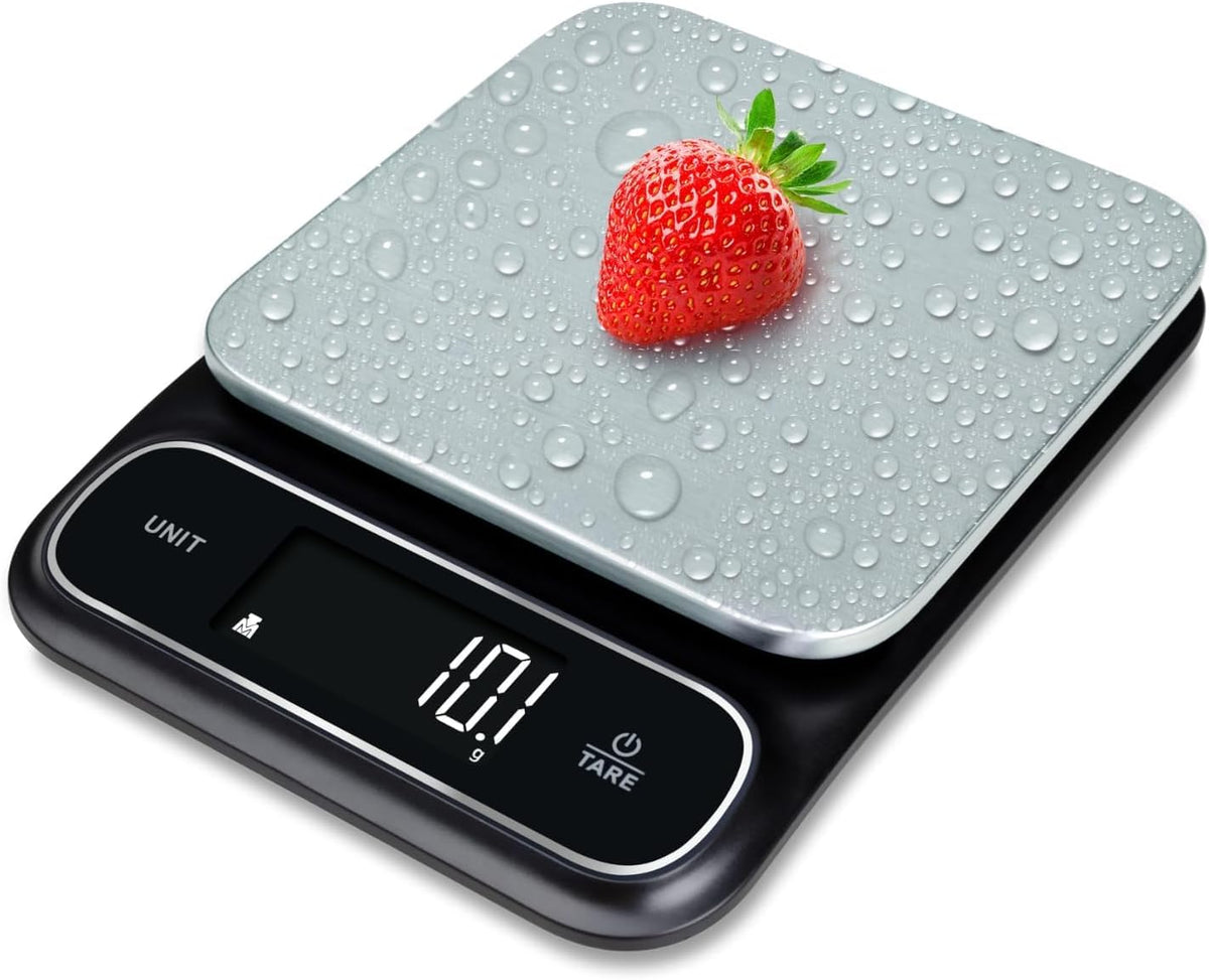 0.1g Digital Kitchen Food Scale in Grams & Ounces - 11lb, for Cooking, Baking, Weight Loss - Square