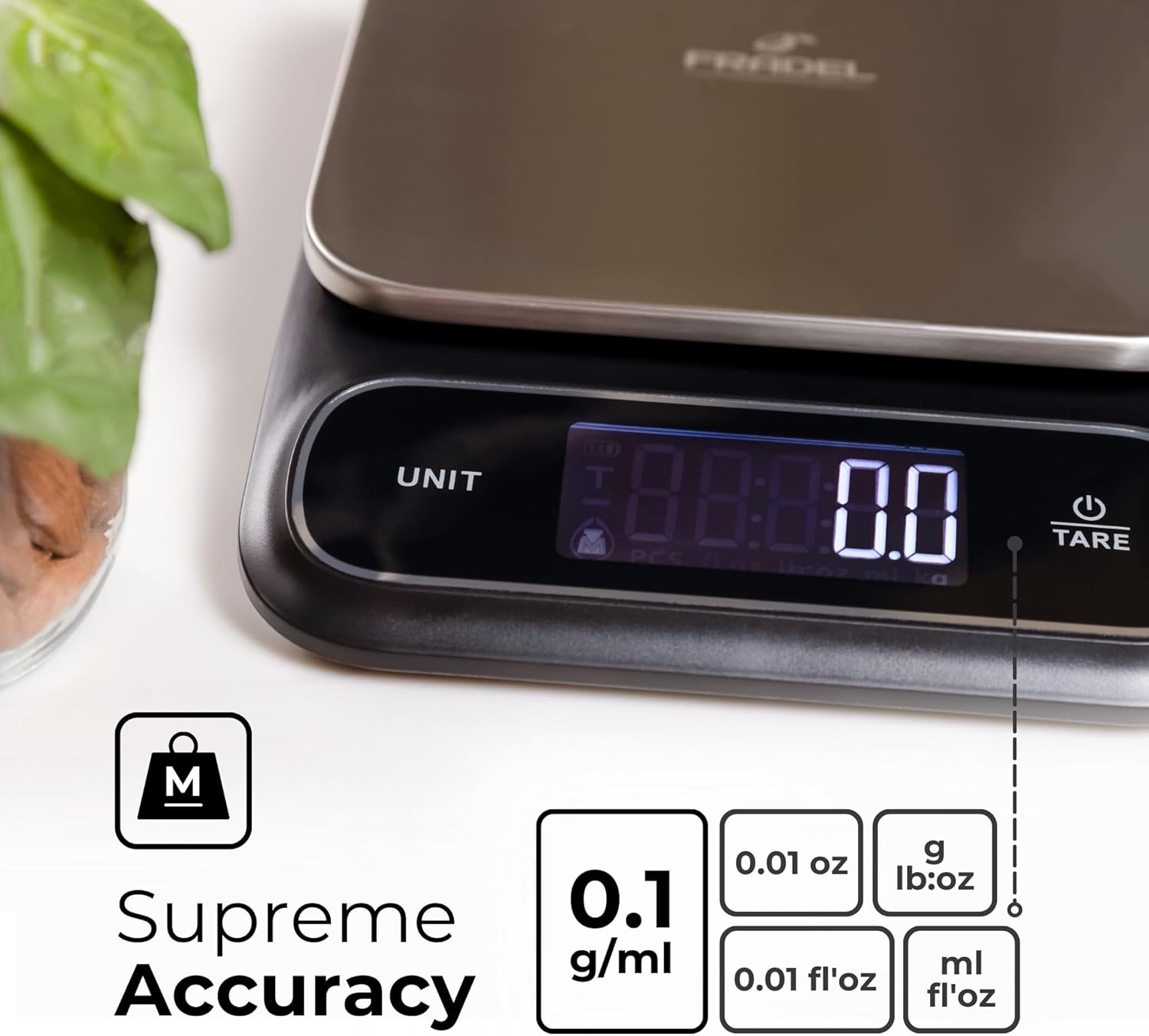 0.1g Digital Kitchen Food Scale in Grams & Ounces - 11lb, for Cooking, Baking, Weight Loss - Square