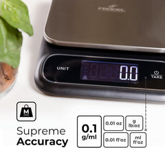 0.1g Digital Kitchen Food Scale in Grams & Ounces - 11lb, for Cooking, Baking, Weight Loss - Square
