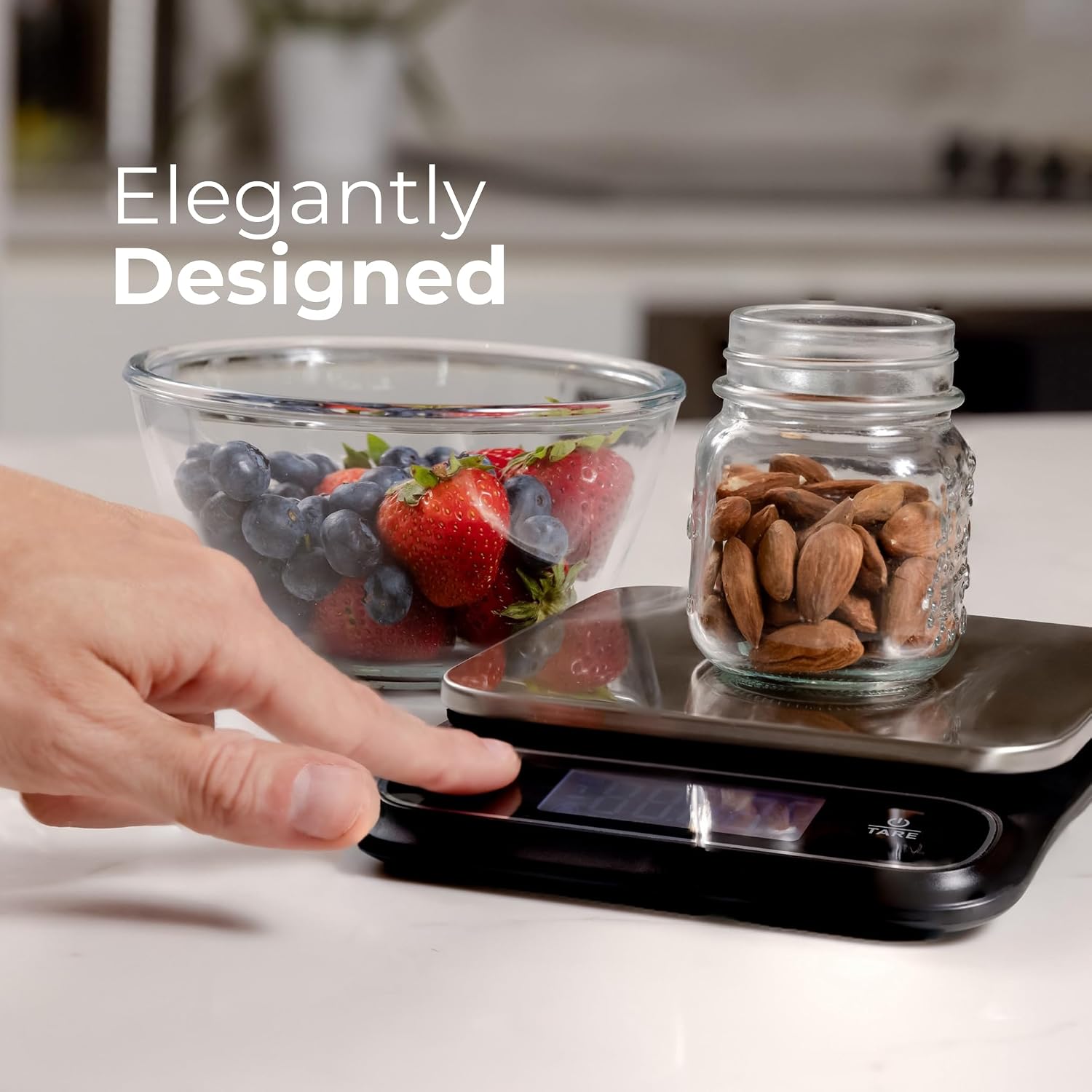 0.1g Digital Kitchen Food Scale in Grams & Ounces - 11lb, for Cooking, Baking, Weight Loss - Square