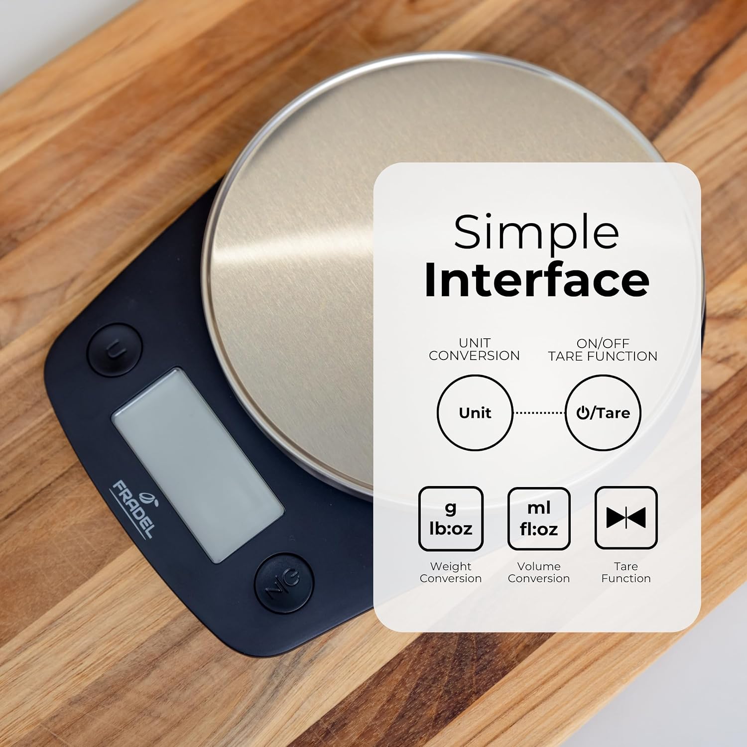 0.1g Digital Kitchen Food Scale in Grams & Ounces - 11lb, for Cooking, Baking, Weight Loss - Square