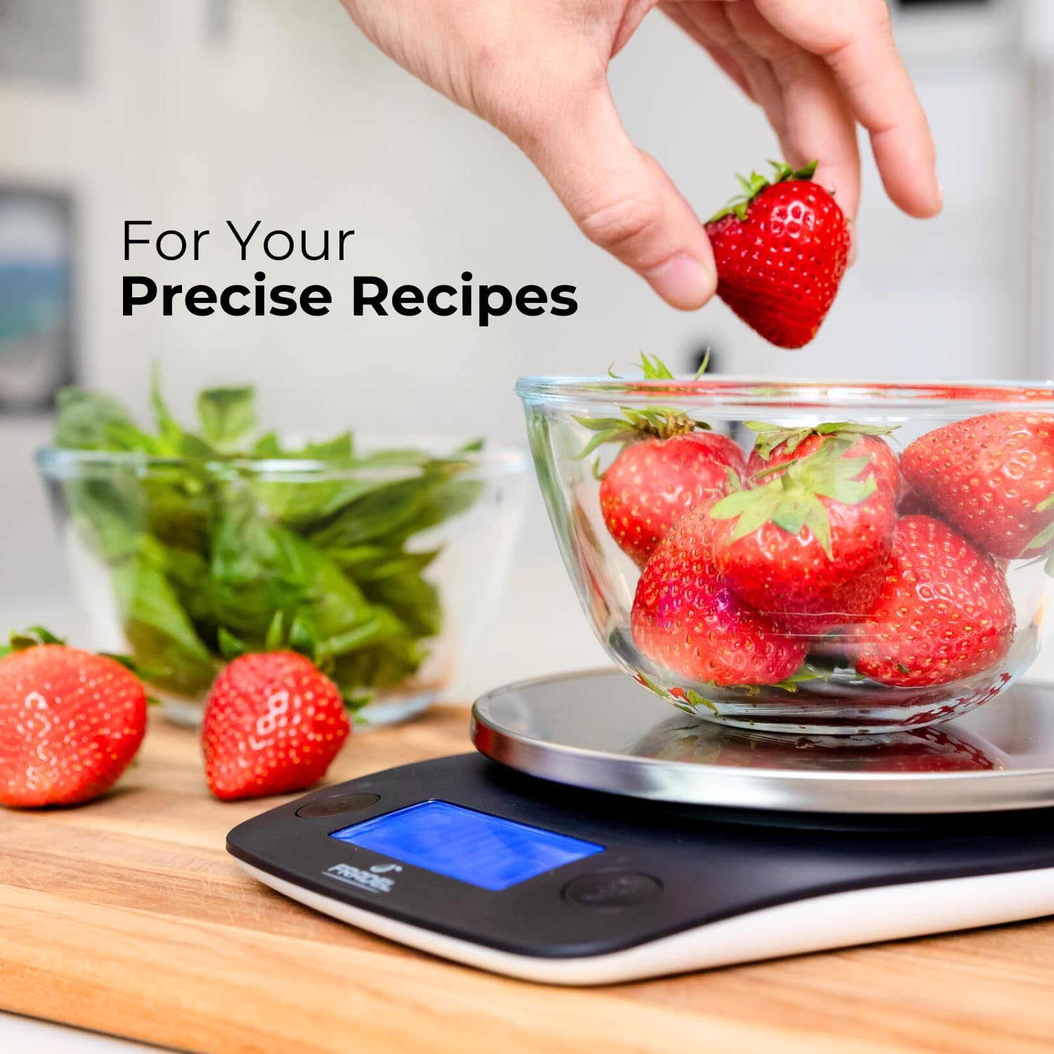 0.1g Digital Kitchen Food Scale in Grams & Ounces - 11lb, for Cooking, Baking, Weight Loss - Square