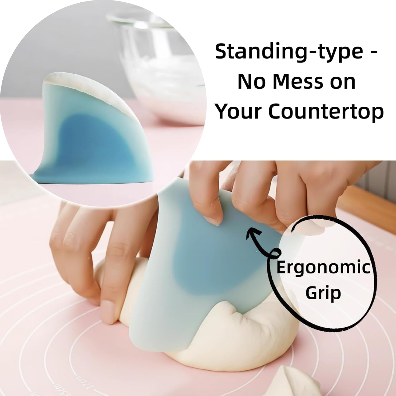 "Shark Fin" Bowl Scraper, Silicone Kitchen Scraper Tool | Ergonomic Award-winning Design, Food-grade Silicone, Bowl & Food Scraper for Dough Baking & Kitchen Use, Dishwasher Safe
