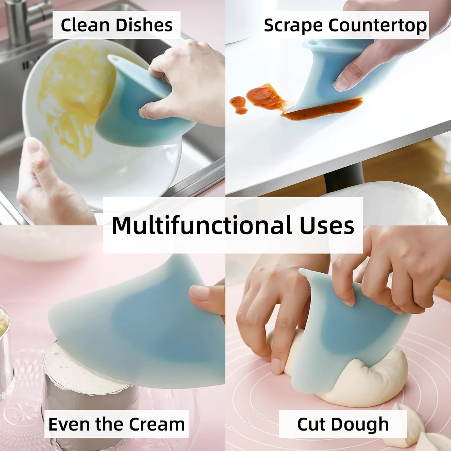 "Shark Fin" Bowl Scraper, Silicone Kitchen Scraper Tool | Ergonomic Award-winning Design, Food-grade Silicone, Bowl & Food Scraper for Dough Baking & Kitchen Use, Dishwasher Safe
