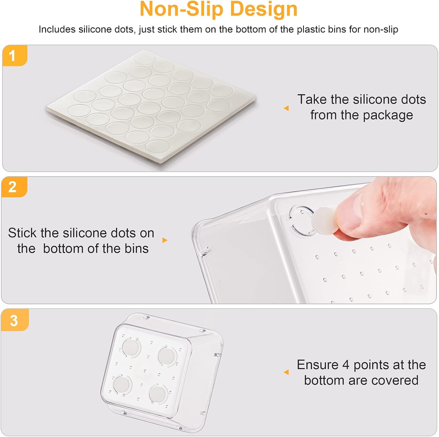 13-Piece Drawer Organizers with Non-Slip Silicone Pads, 5-Size | Clear Desk Bathroom Drawer Organizer Trays Storage Tray for Makeup, Jewelry, Utensils in Bedroom Dresser, Office and Kitchen