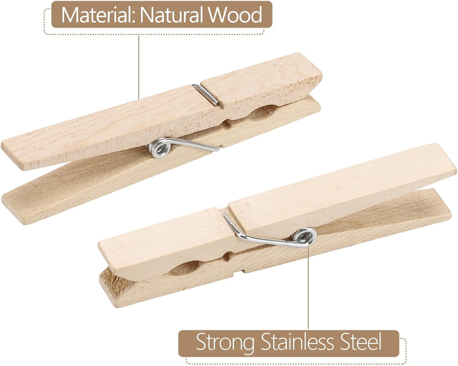 100pcs Clothes Pins Wooden Clothespins 3inch Heavy Duty Wood Clips for Hanging Clothes Pictures Outdoor