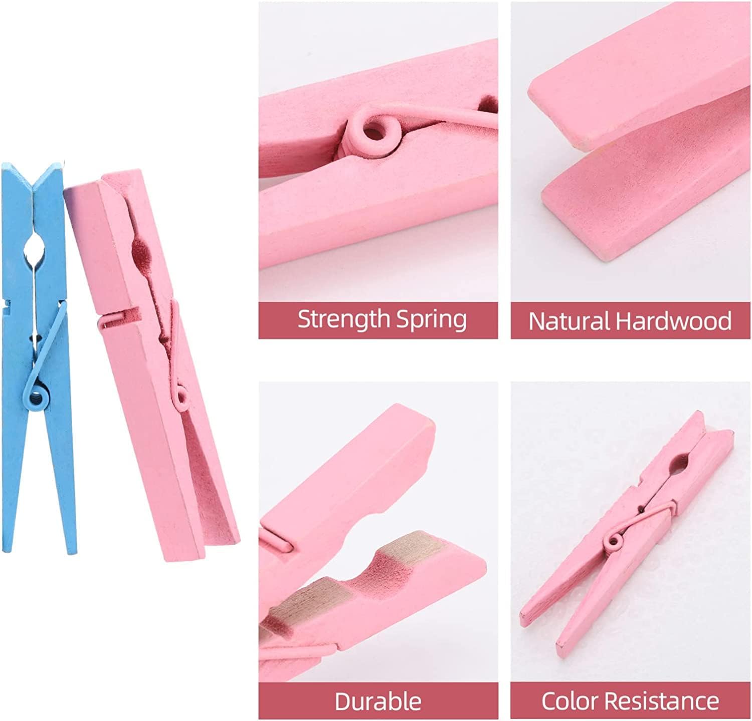 100pcs Clothes Pins Wooden Clothespins 3inch Heavy Duty Wood Clips for Hanging Clothes Pictures Outdoor