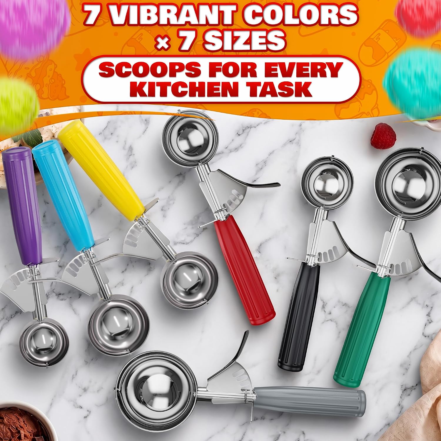 1 Oz Ice Cream Scoop with Trigger #30, Stainless Steel Portion Scoop | One Ounce Disher for Gelato, Sorbet, Baking Cookie Dough, and Meatballs - Rust Resistant, Easy to Clean for Daily Food Prep