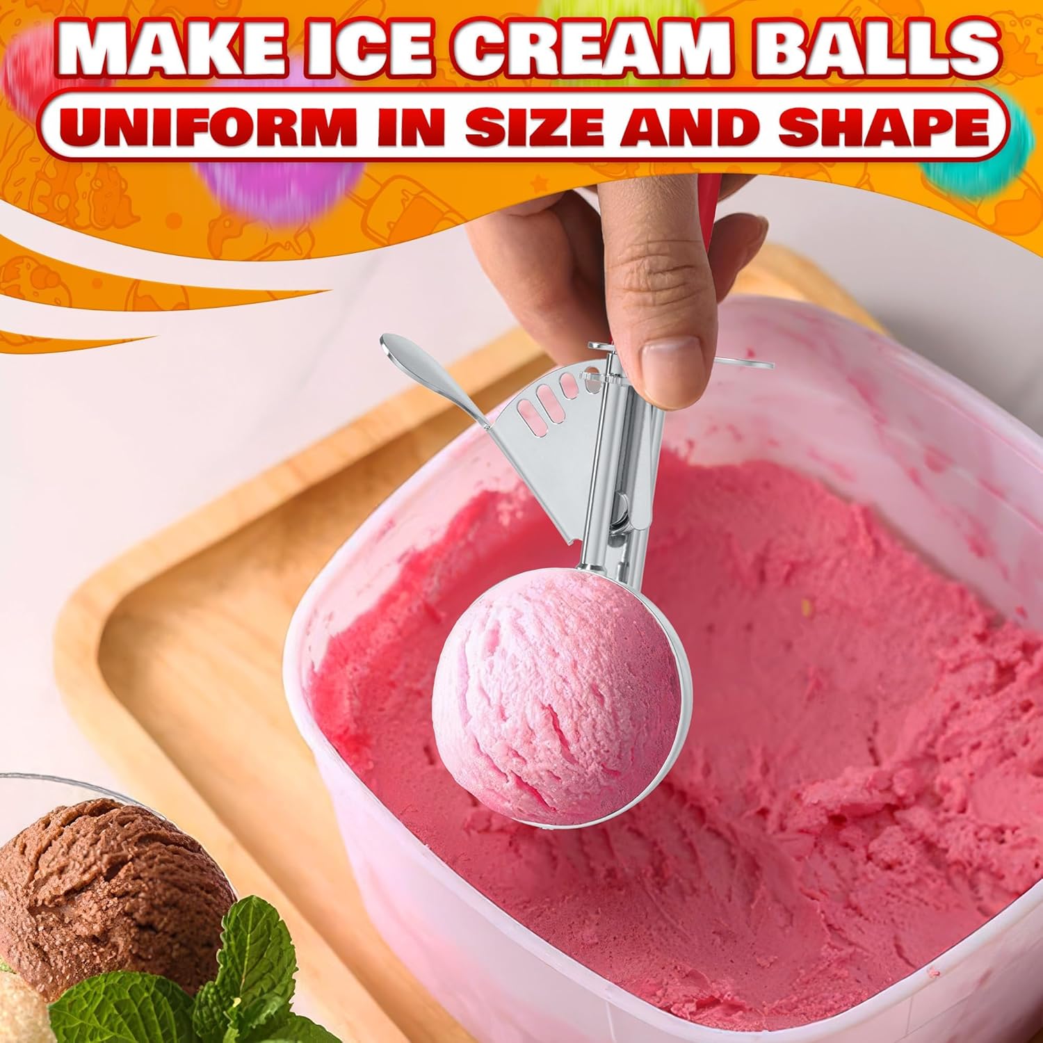 1 Oz Ice Cream Scoop with Trigger #30, Stainless Steel Portion Scoop | One Ounce Disher for Gelato, Sorbet, Baking Cookie Dough, and Meatballs - Rust Resistant, Easy to Clean for Daily Food Prep