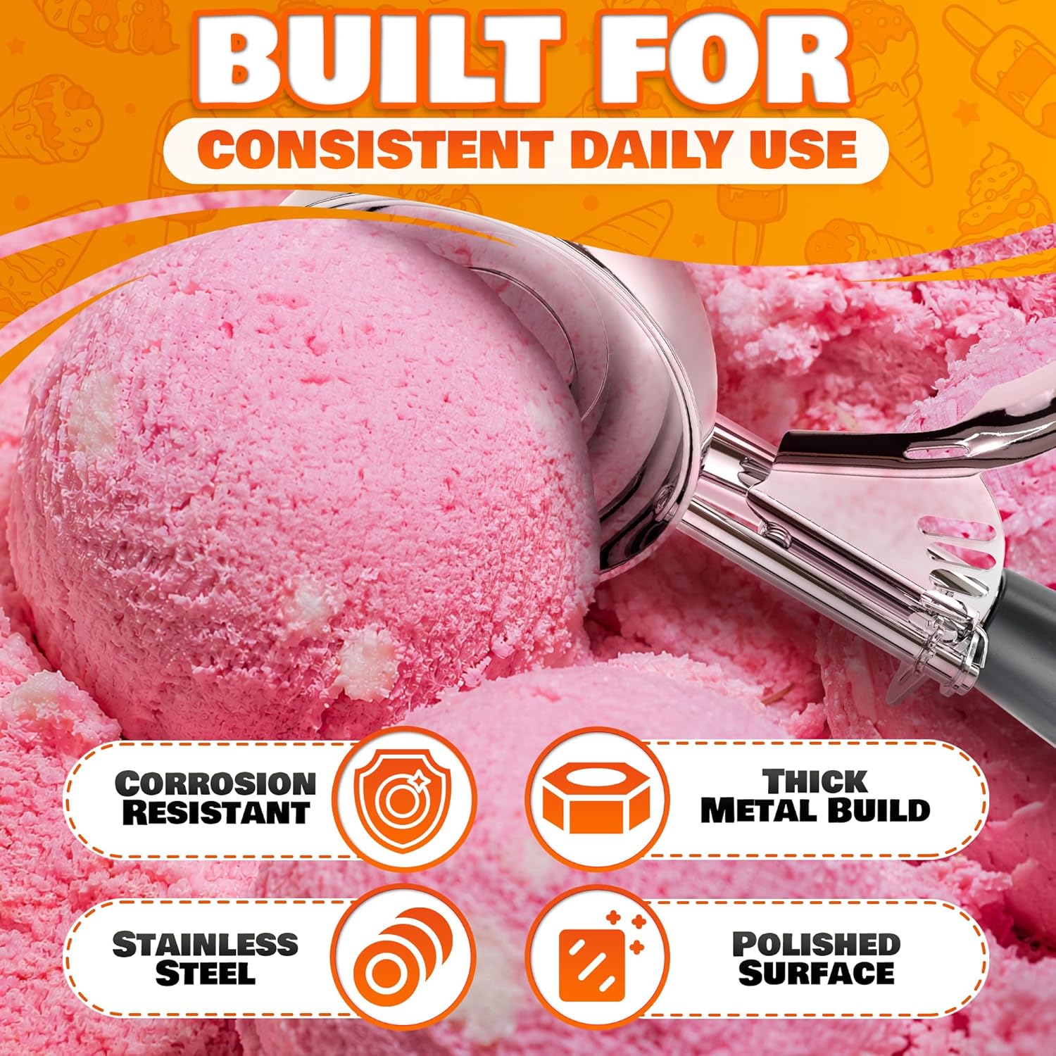 1 Oz Ice Cream Scoop with Trigger #30, Stainless Steel Portion Scoop | One Ounce Disher for Gelato, Sorbet, Baking Cookie Dough, and Meatballs - Rust Resistant, Easy to Clean for Daily Food Prep