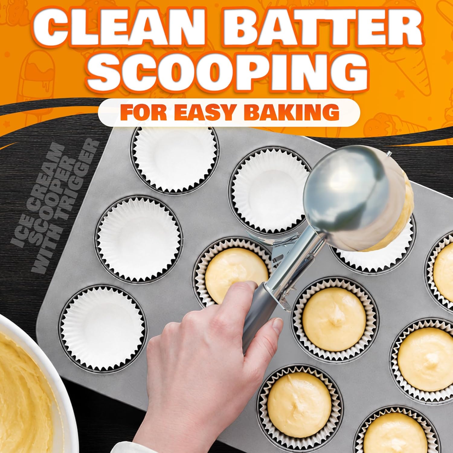 1 Oz Ice Cream Scoop with Trigger #30, Stainless Steel Portion Scoop | One Ounce Disher for Gelato, Sorbet, Baking Cookie Dough, and Meatballs - Rust Resistant, Easy to Clean for Daily Food Prep