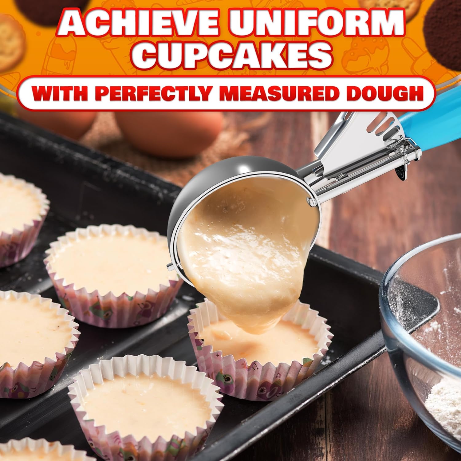 1 Oz Ice Cream Scoop with Trigger #30, Stainless Steel Portion Scoop | One Ounce Disher for Gelato, Sorbet, Baking Cookie Dough, and Meatballs - Rust Resistant, Easy to Clean for Daily Food Prep