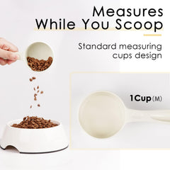 1 Cup Dog Food Scoop for Container Melamine Measuring Scoop for Dogs Cats Birds and Rabbits Pet Food Feeding Scoop Dishwasher Safe - White