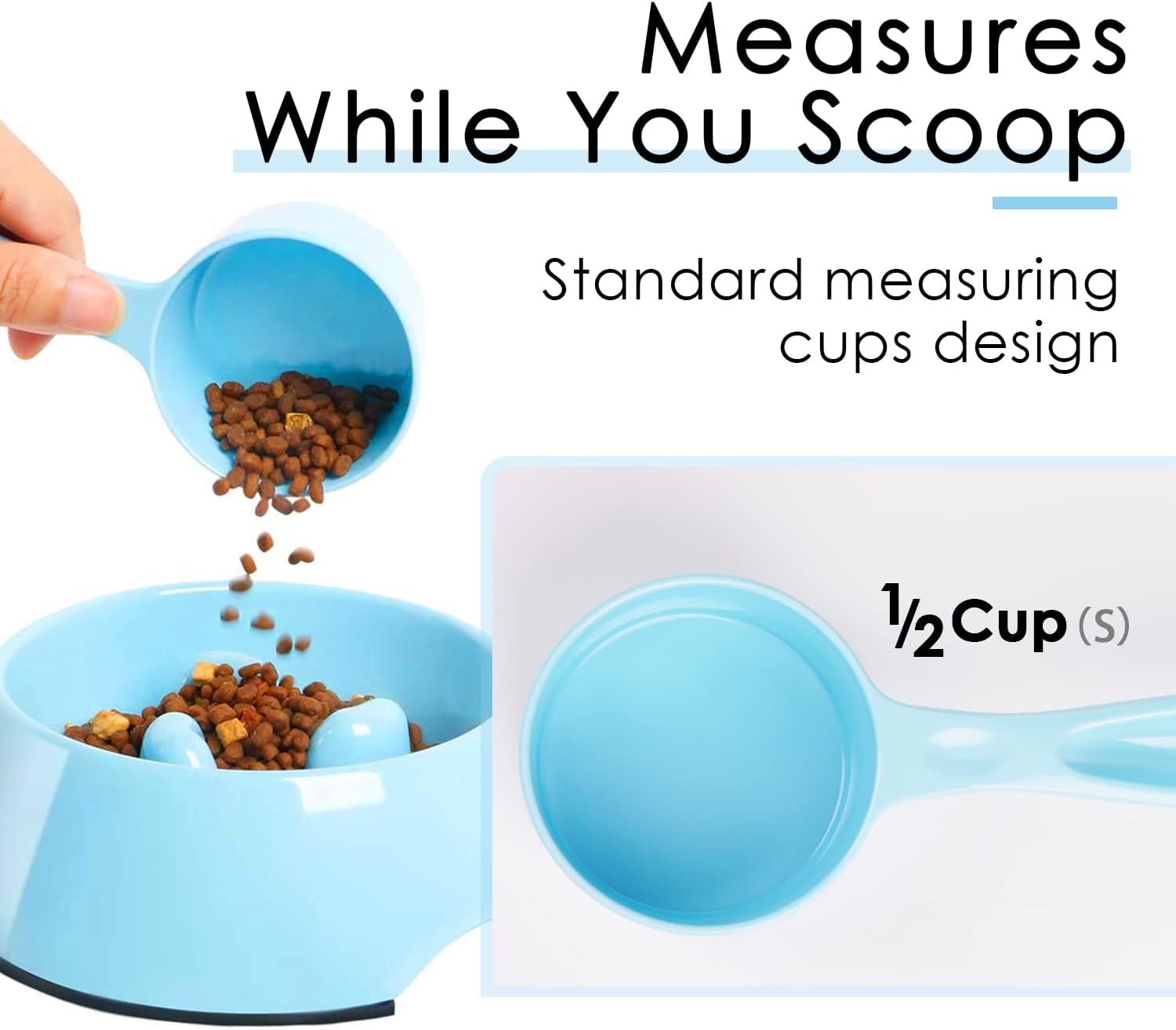 1 Cup Dog Food Scoop for Container Melamine Measuring Scoop for Dogs Cats Birds and Rabbits Pet Food Feeding Scoop Dishwasher Safe - White