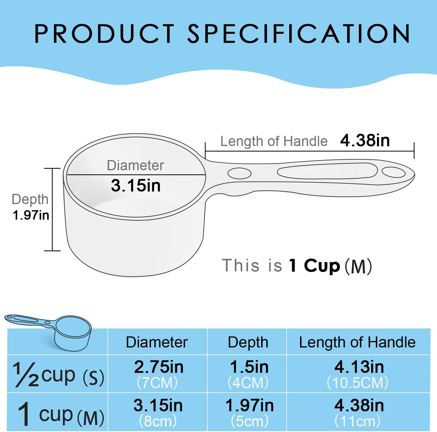 1 Cup Dog Food Scoop for Container Melamine Measuring Scoop for Dogs Cats Birds and Rabbits Pet Food Feeding Scoop Dishwasher Safe - White