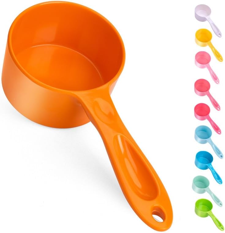 1 Cup Dog Food Scoop for Container Melamine Measuring Scoop for Dogs Cats Birds and Rabbits Pet Food Feeding Scoop Dishwasher Safe - White