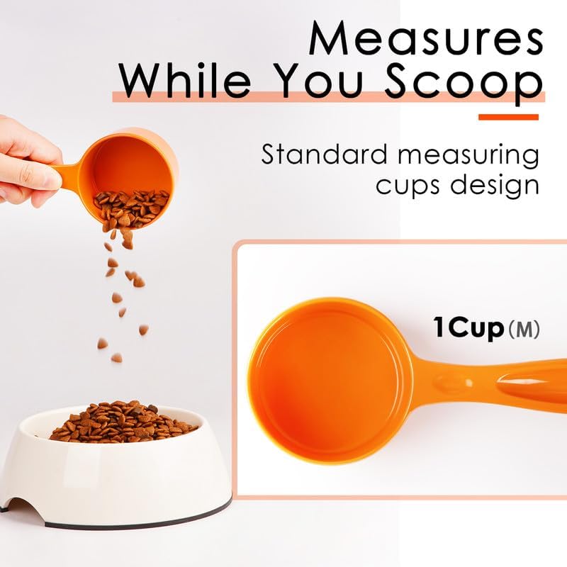 1 Cup Dog Food Scoop for Container Melamine Measuring Scoop for Dogs Cats Birds and Rabbits Pet Food Feeding Scoop Dishwasher Safe - White
