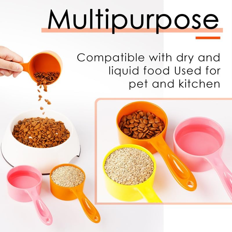 1 Cup Dog Food Scoop for Container Melamine Measuring Scoop for Dogs Cats Birds and Rabbits Pet Food Feeding Scoop Dishwasher Safe - White