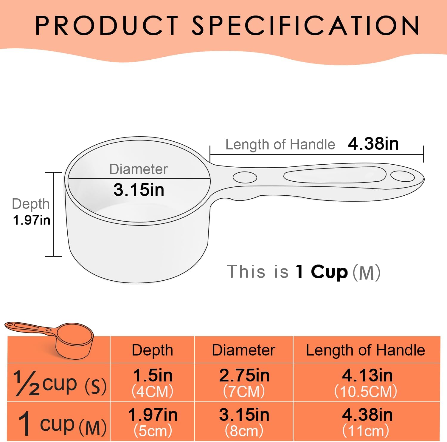 1 Cup Dog Food Scoop for Container Melamine Measuring Scoop for Dogs Cats Birds and Rabbits Pet Food Feeding Scoop Dishwasher Safe - White