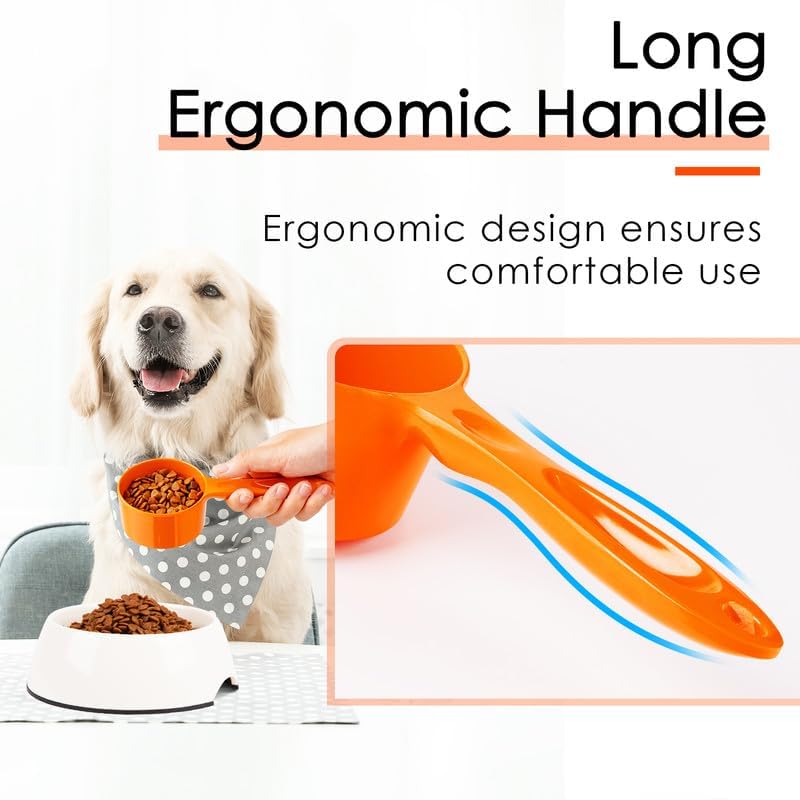 1 Cup Dog Food Scoop for Container Melamine Measuring Scoop for Dogs Cats Birds and Rabbits Pet Food Feeding Scoop Dishwasher Safe - White