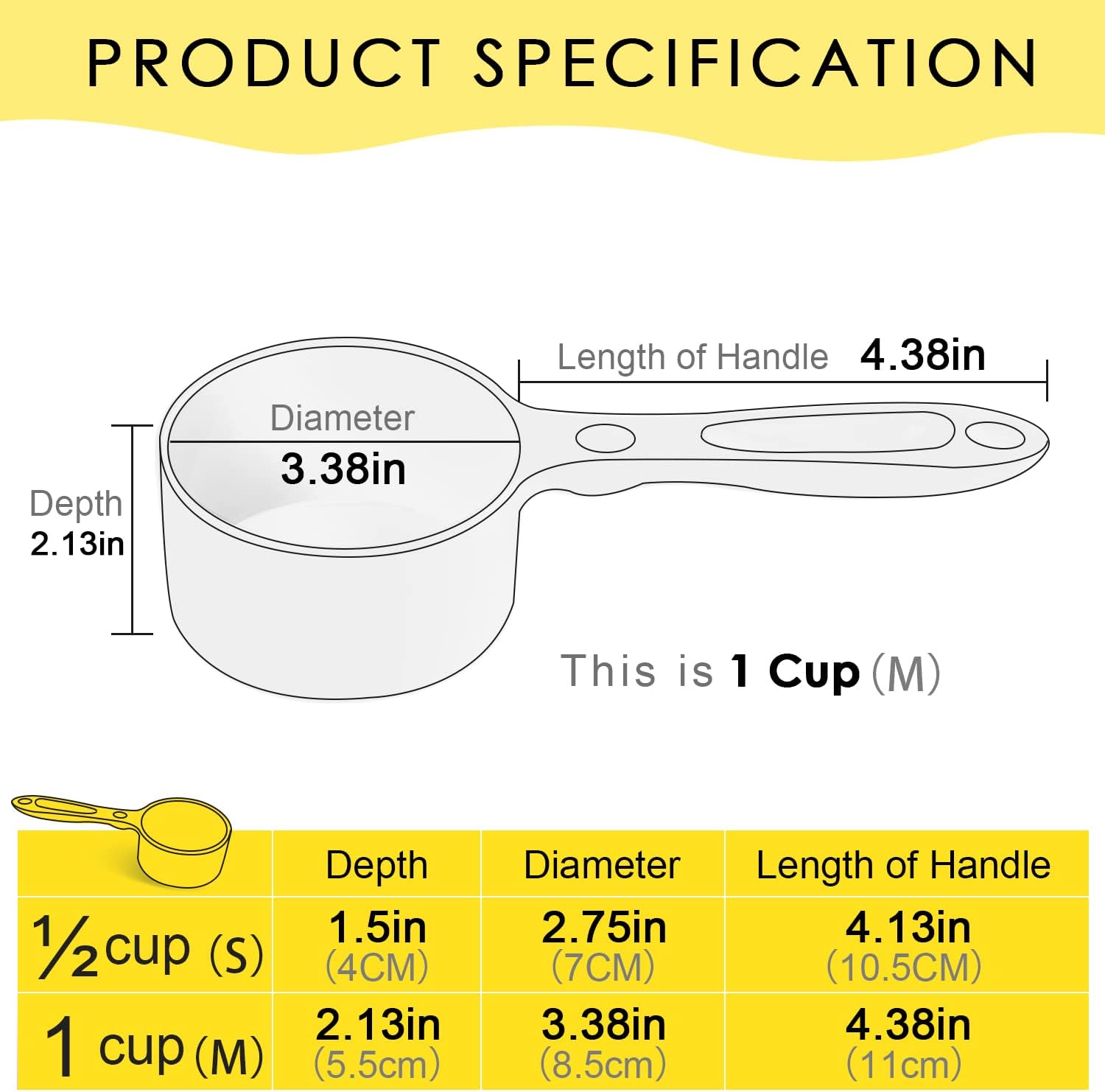 1 Cup Dog Food Scoop for Container Melamine Measuring Scoop for Dogs Cats Birds and Rabbits Pet Food Feeding Scoop Dishwasher Safe - White