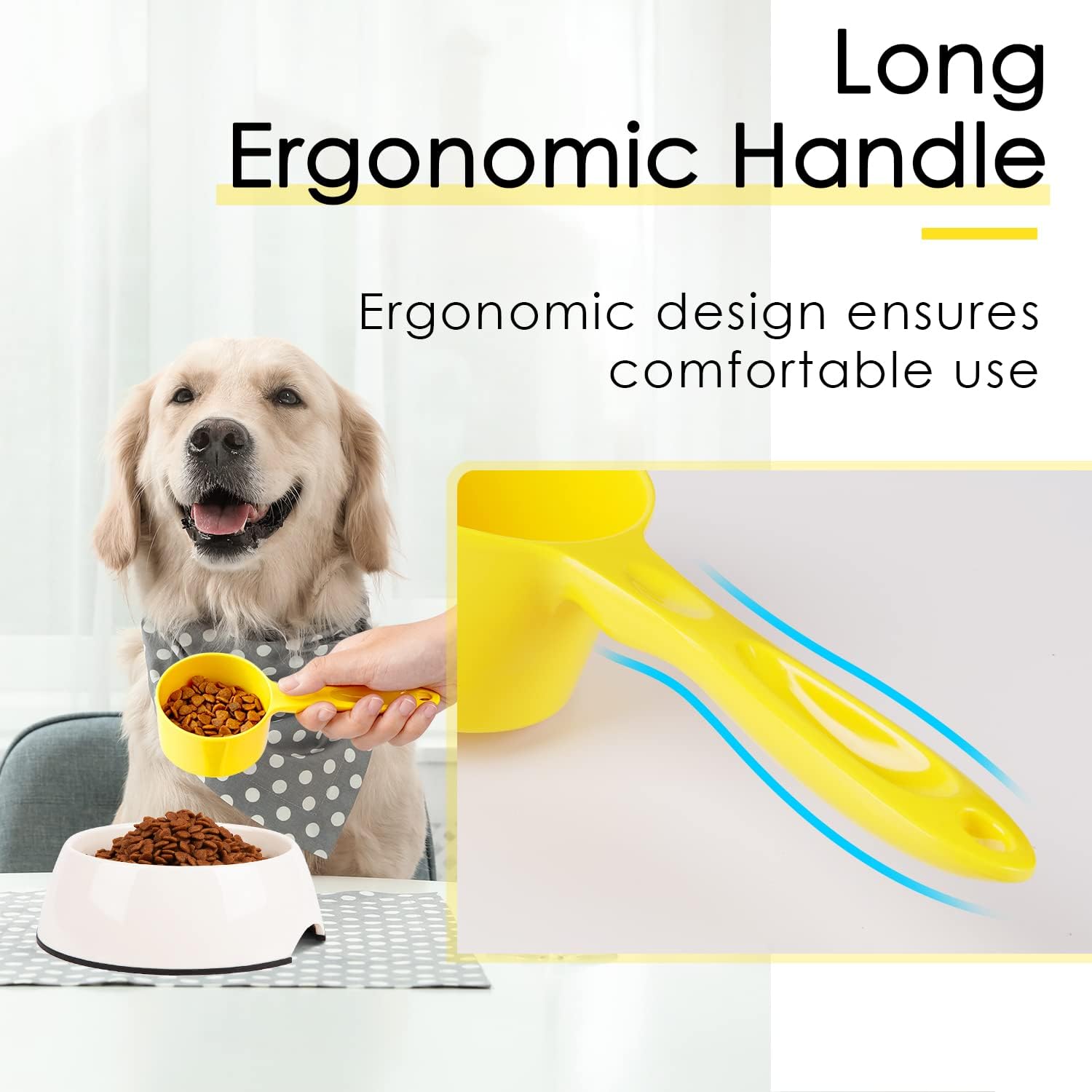 1 Cup Dog Food Scoop for Container Melamine Measuring Scoop for Dogs Cats Birds and Rabbits Pet Food Feeding Scoop Dishwasher Safe - White