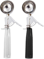 #24 Ice Cream Disher Scoop, Stainless Steel, Black/Gray, 2-Pack | Stainless steel 2.7 Tbsp scoop has a reinforced trigger and non-slip handle; dishwasher-safe for ice cream, dough and more.
