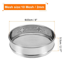 10 Mesh Lab Sieve, 8" Diameter Test Sieve 304 Stainless Steel Wire Cloth (2mm) for Industrial Laboratory - Colors A