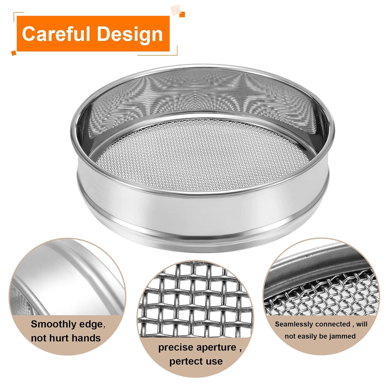 10 Mesh Lab Sieve, 8" Diameter Test Sieve 304 Stainless Steel Wire Cloth (2mm) for Industrial Laboratory - Colors A