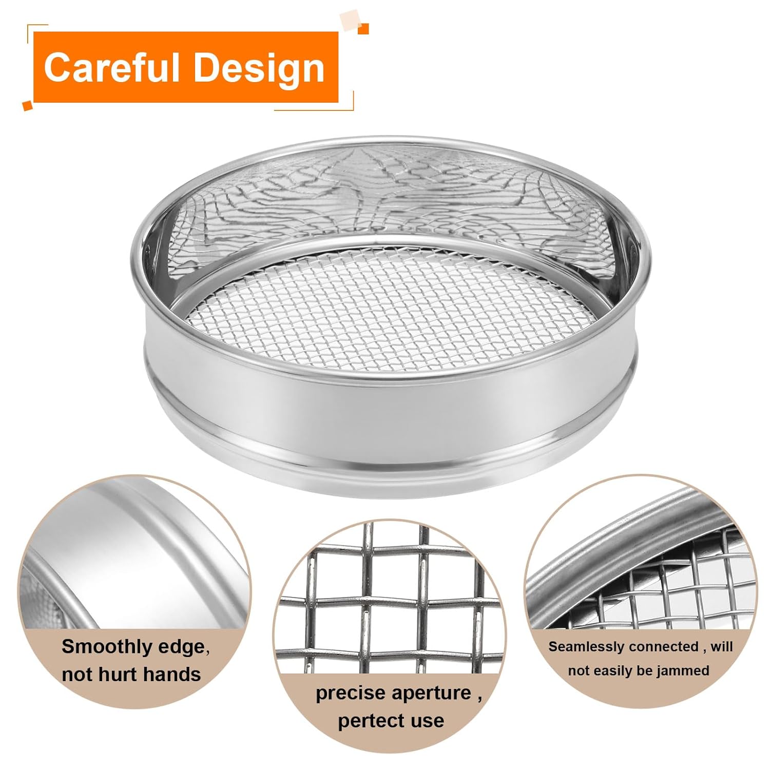 10 Mesh Lab Sieve, 8" Diameter Test Sieve 304 Stainless Steel Wire Cloth (2mm) for Industrial Laboratory - Colors A