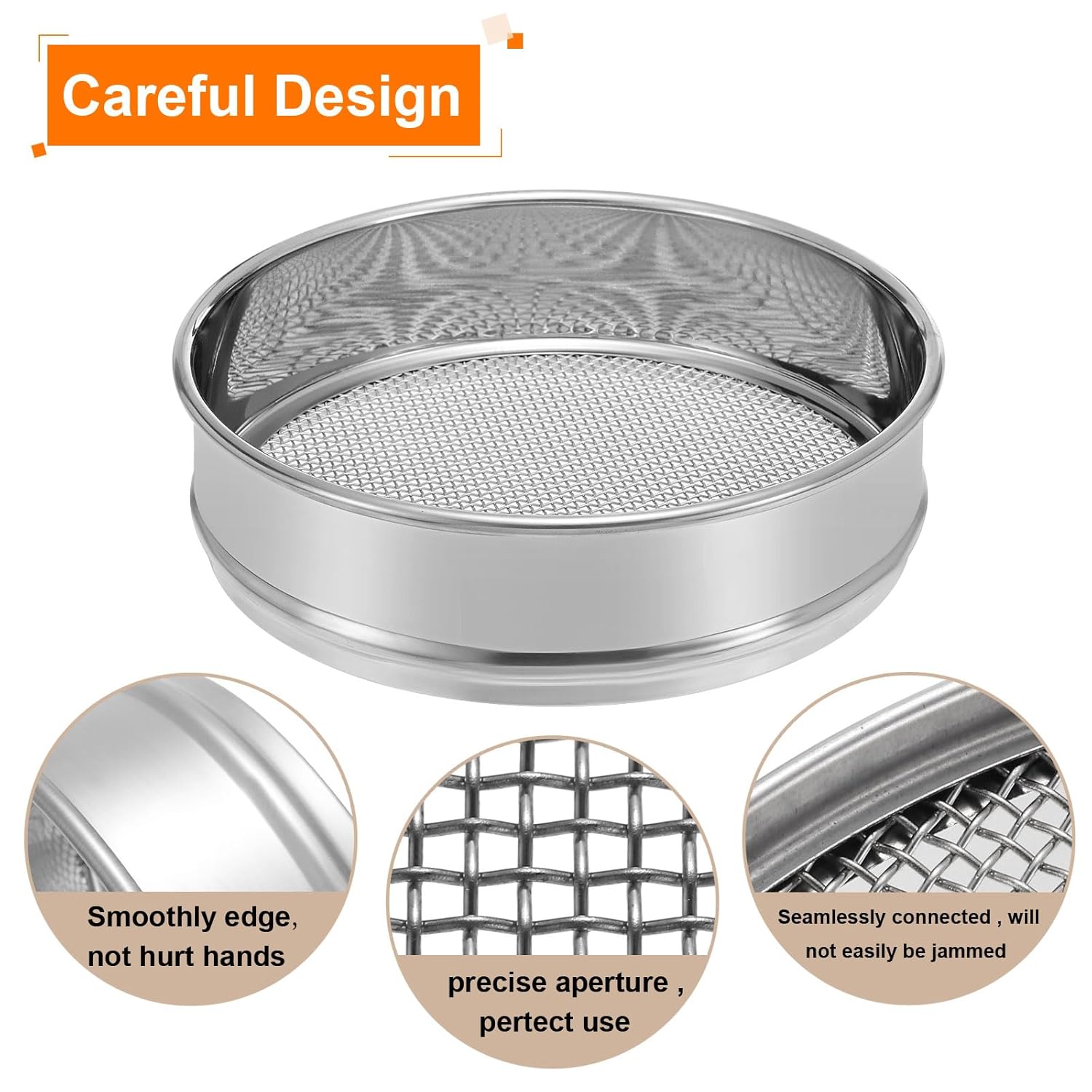 10 Mesh Lab Sieve, 8" Diameter Test Sieve 304 Stainless Steel Wire Cloth (2mm) for Industrial Laboratory - Colors A