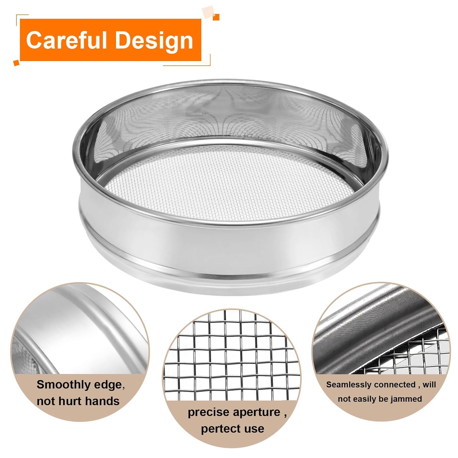 10 Mesh Lab Sieve, 8" Diameter Test Sieve 304 Stainless Steel Wire Cloth (2mm) for Industrial Laboratory - Colors A