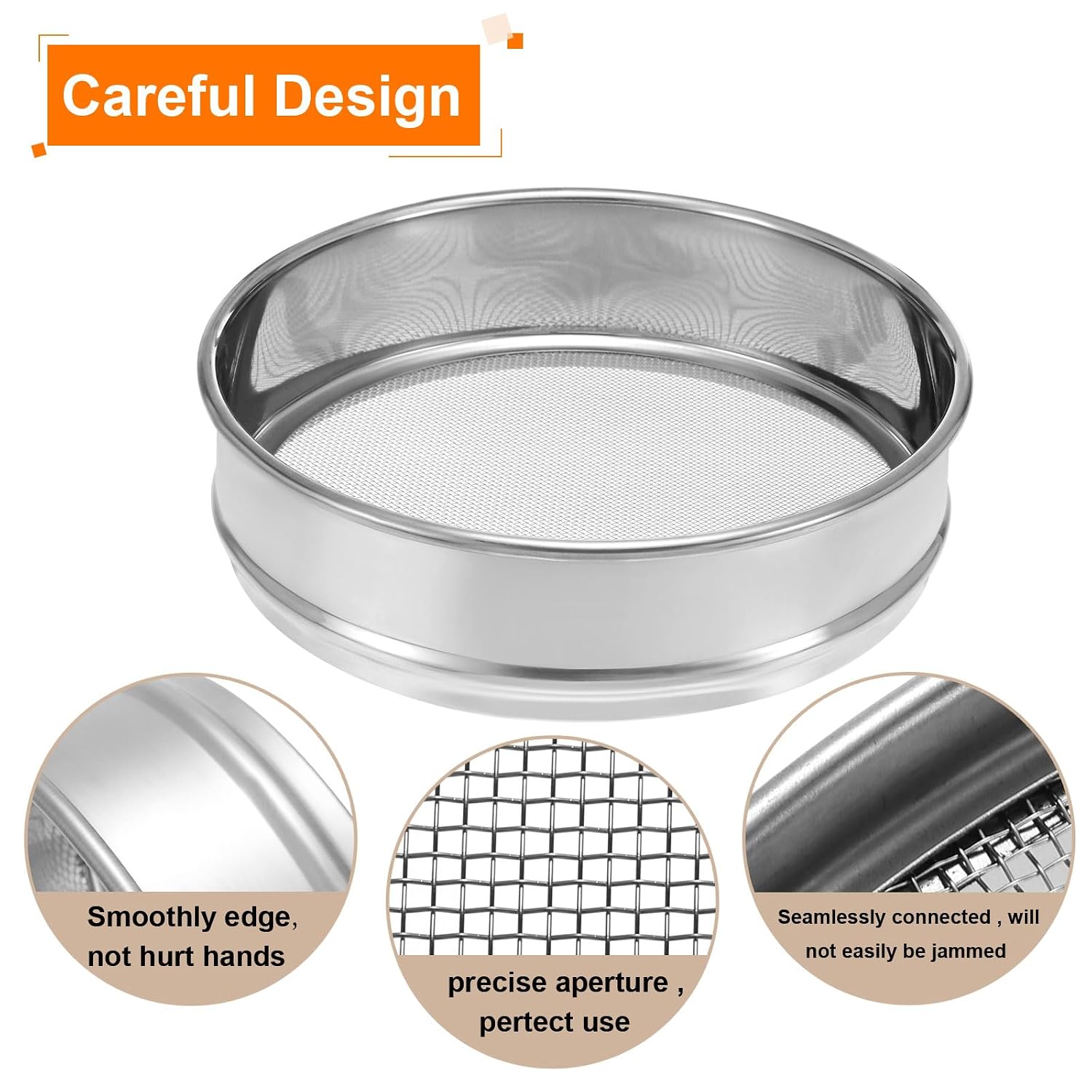 10 Mesh Lab Sieve, 8" Diameter Test Sieve 304 Stainless Steel Wire Cloth (2mm) for Industrial Laboratory - Colors A