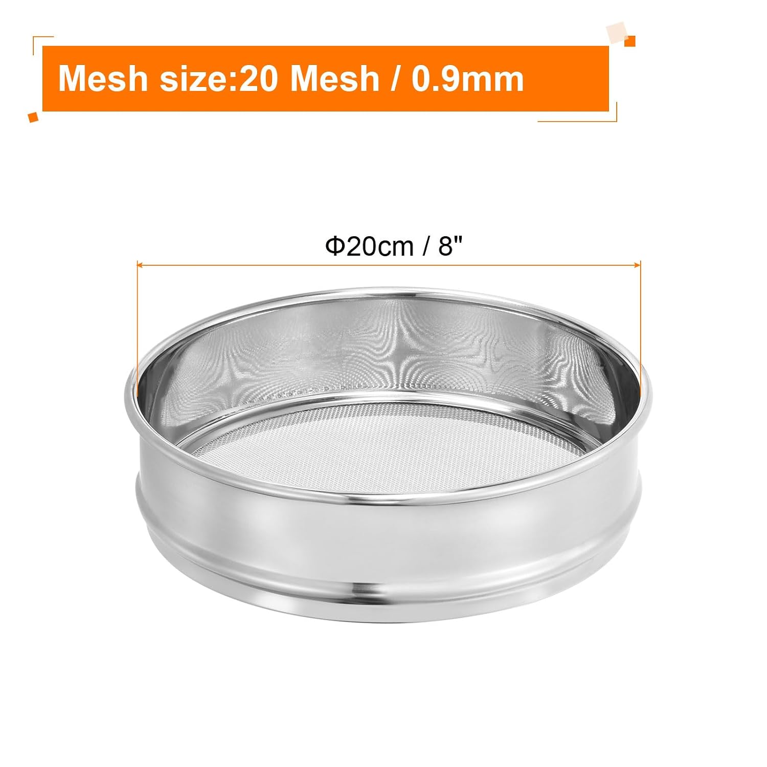 10 Mesh Lab Sieve, 8" Diameter Test Sieve 304 Stainless Steel Wire Cloth (2mm) for Industrial Laboratory - Colors A