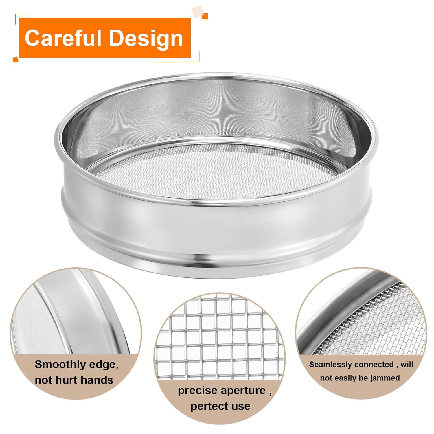 10 Mesh Lab Sieve, 8" Diameter Test Sieve 304 Stainless Steel Wire Cloth (2mm) for Industrial Laboratory - Colors A