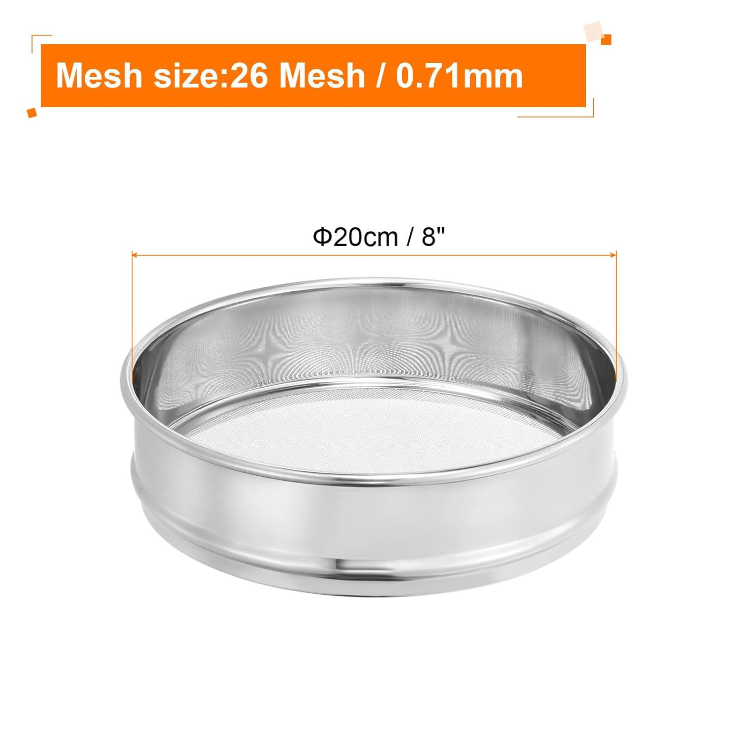 10 Mesh Lab Sieve, 8" Diameter Test Sieve 304 Stainless Steel Wire Cloth (2mm) for Industrial Laboratory - Colors A