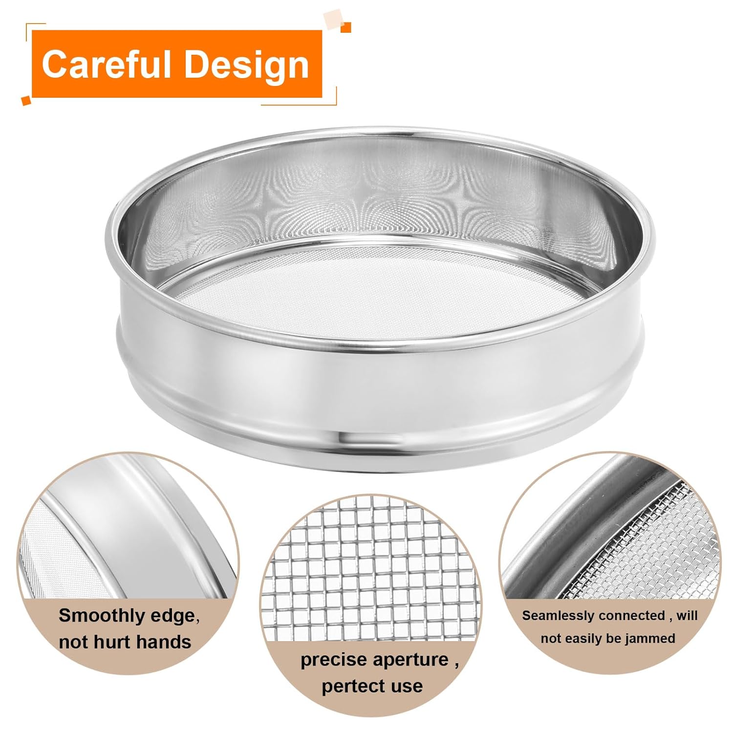 10 Mesh Lab Sieve, 8" Diameter Test Sieve 304 Stainless Steel Wire Cloth (2mm) for Industrial Laboratory - Colors A