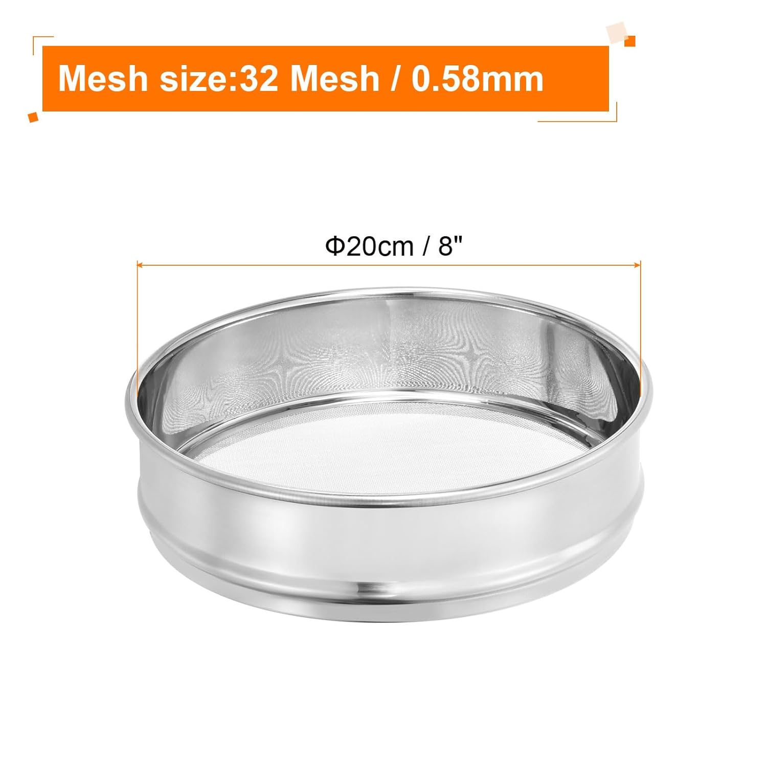 10 Mesh Lab Sieve, 8" Diameter Test Sieve 304 Stainless Steel Wire Cloth (2mm) for Industrial Laboratory - Colors A