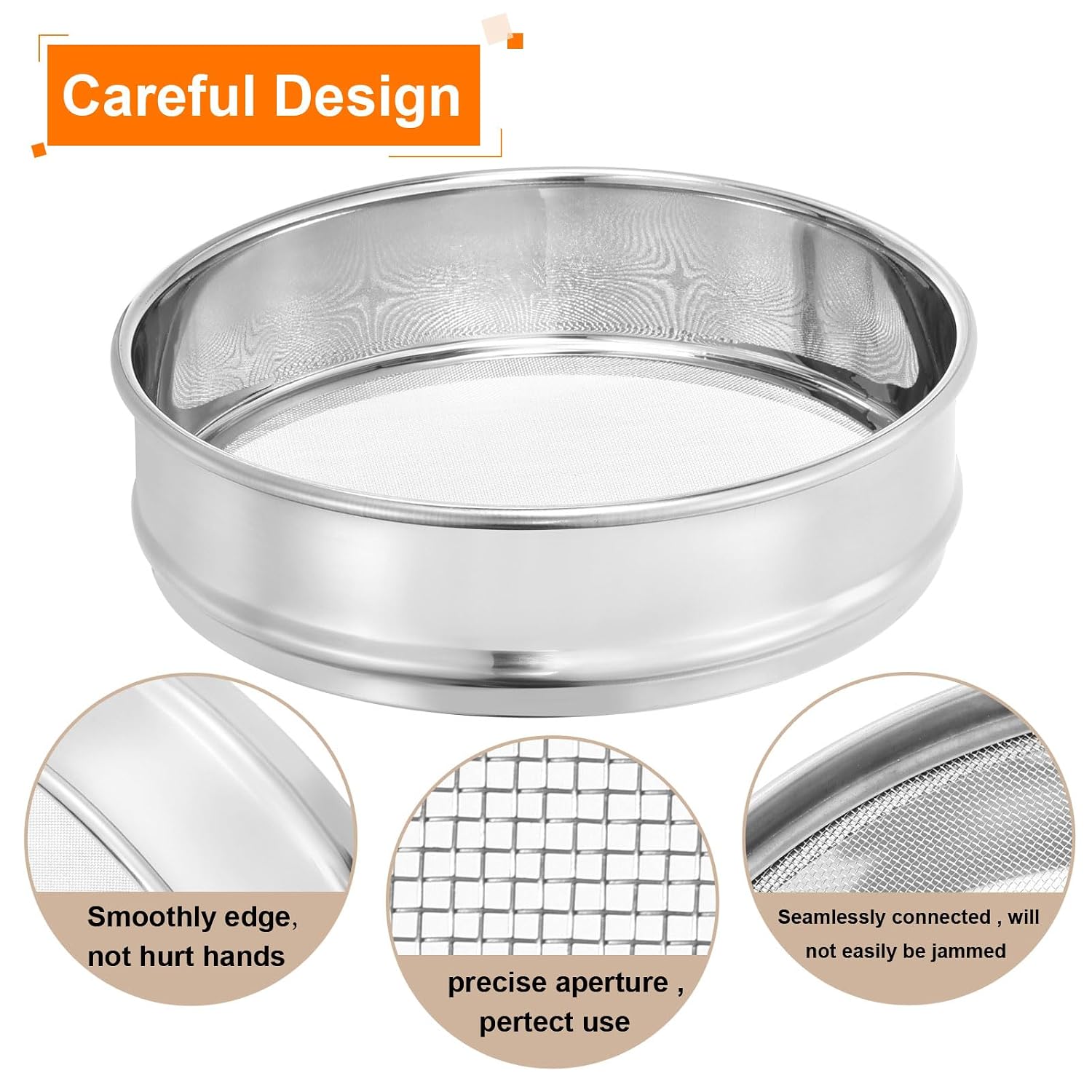 10 Mesh Lab Sieve, 8" Diameter Test Sieve 304 Stainless Steel Wire Cloth (2mm) for Industrial Laboratory - Colors A