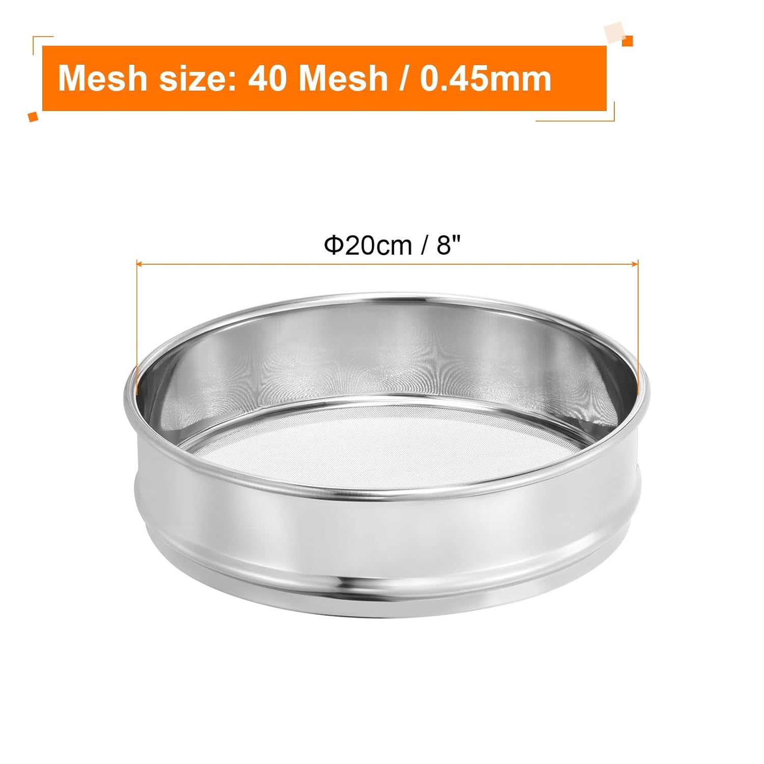 10 Mesh Lab Sieve, 8" Diameter Test Sieve 304 Stainless Steel Wire Cloth (2mm) for Industrial Laboratory - Colors A