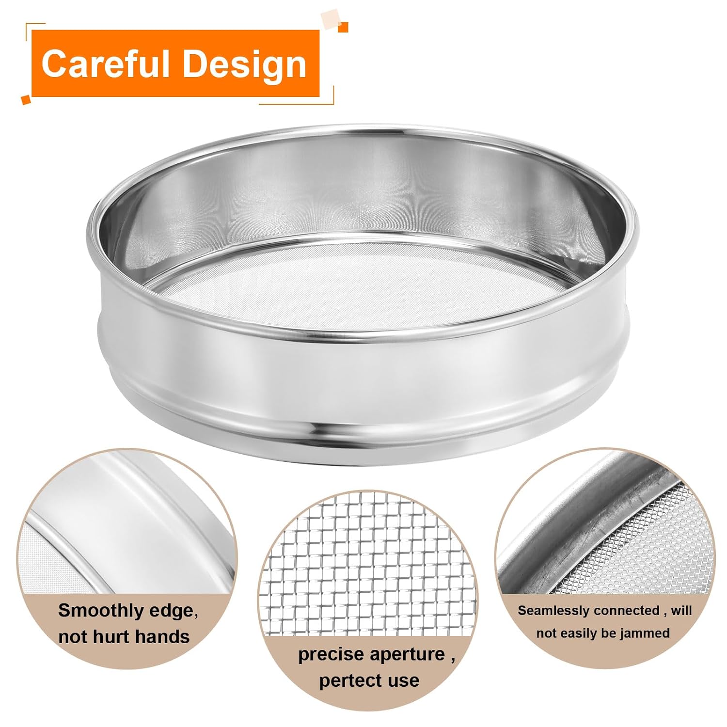 10 Mesh Lab Sieve, 8" Diameter Test Sieve 304 Stainless Steel Wire Cloth (2mm) for Industrial Laboratory - Colors A