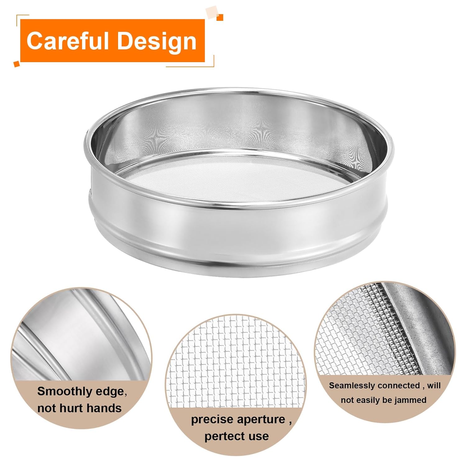 10 Mesh Lab Sieve, 8" Diameter Test Sieve 304 Stainless Steel Wire Cloth (2mm) for Industrial Laboratory - Colors A