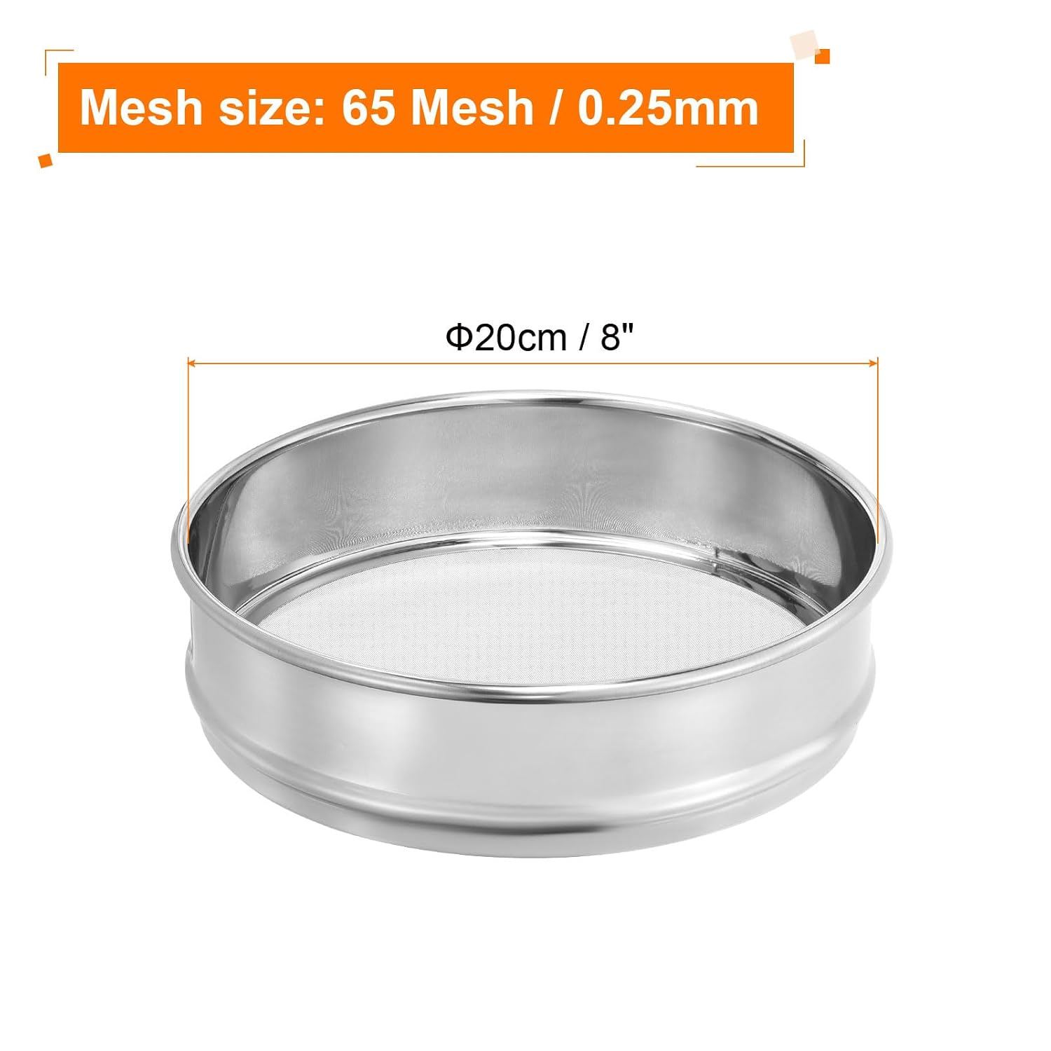 10 Mesh Lab Sieve, 8" Diameter Test Sieve 304 Stainless Steel Wire Cloth (2mm) for Industrial Laboratory - Colors A