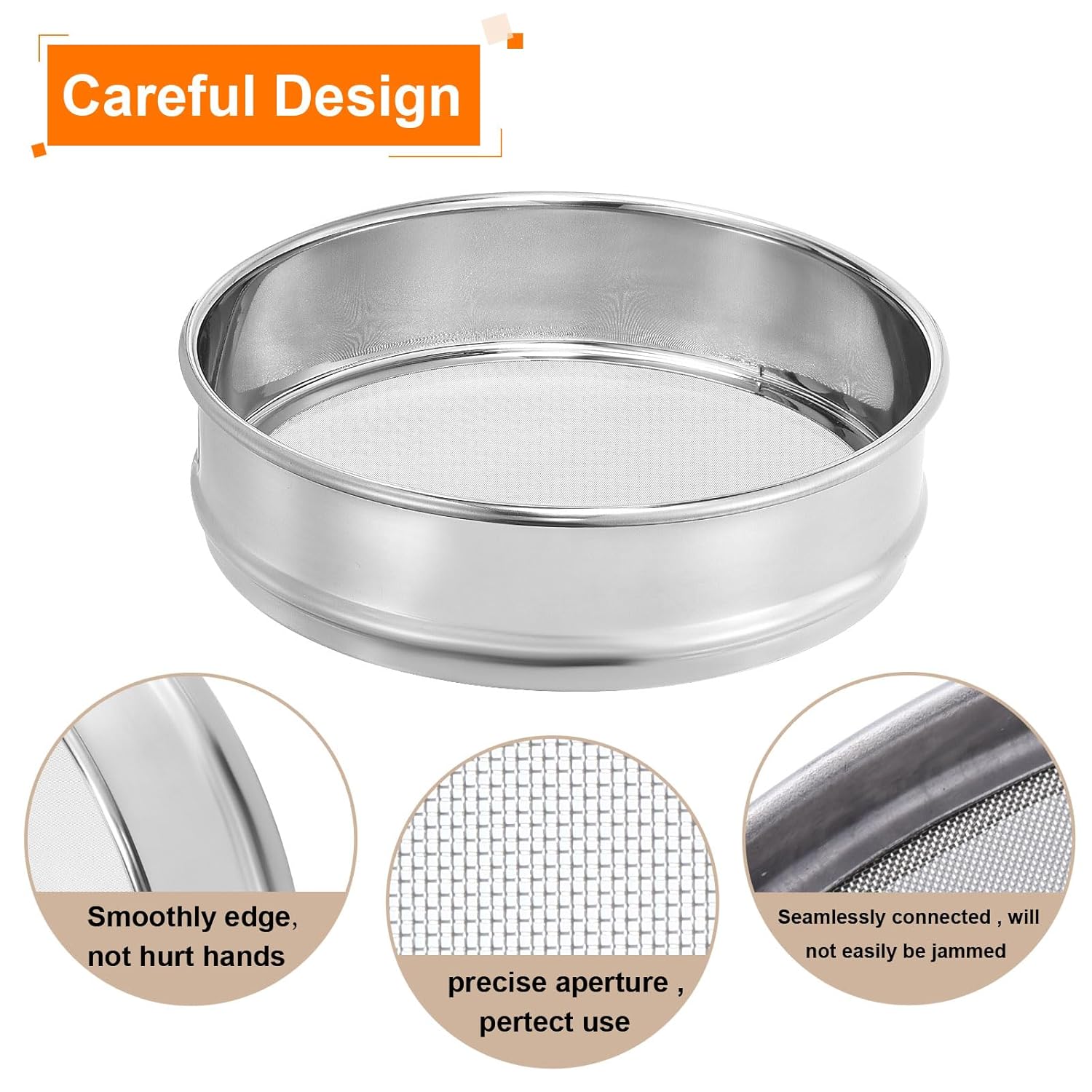 10 Mesh Lab Sieve, 8" Diameter Test Sieve 304 Stainless Steel Wire Cloth (2mm) for Industrial Laboratory - Colors A