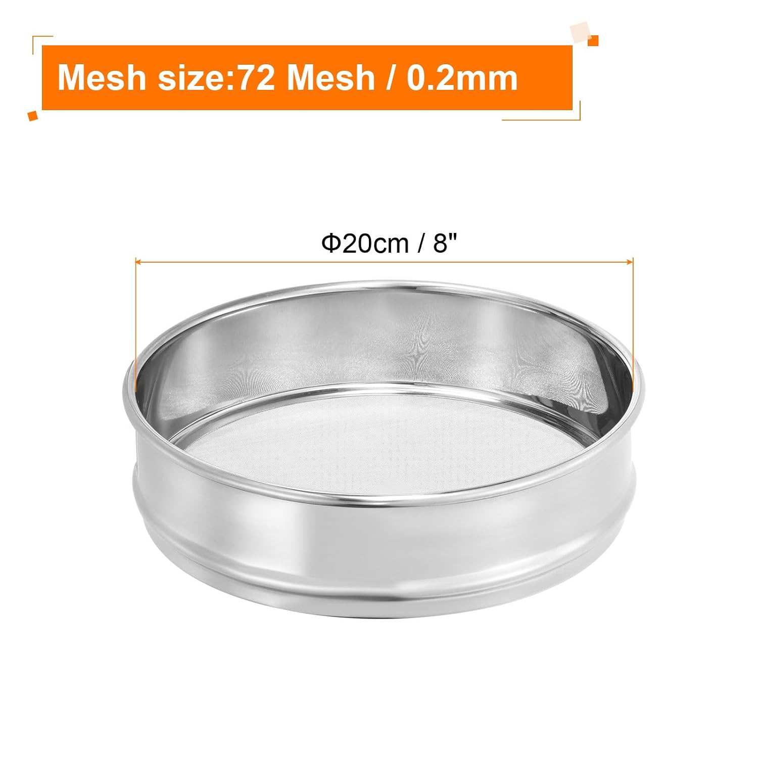10 Mesh Lab Sieve, 8" Diameter Test Sieve 304 Stainless Steel Wire Cloth (2mm) for Industrial Laboratory - Colors A