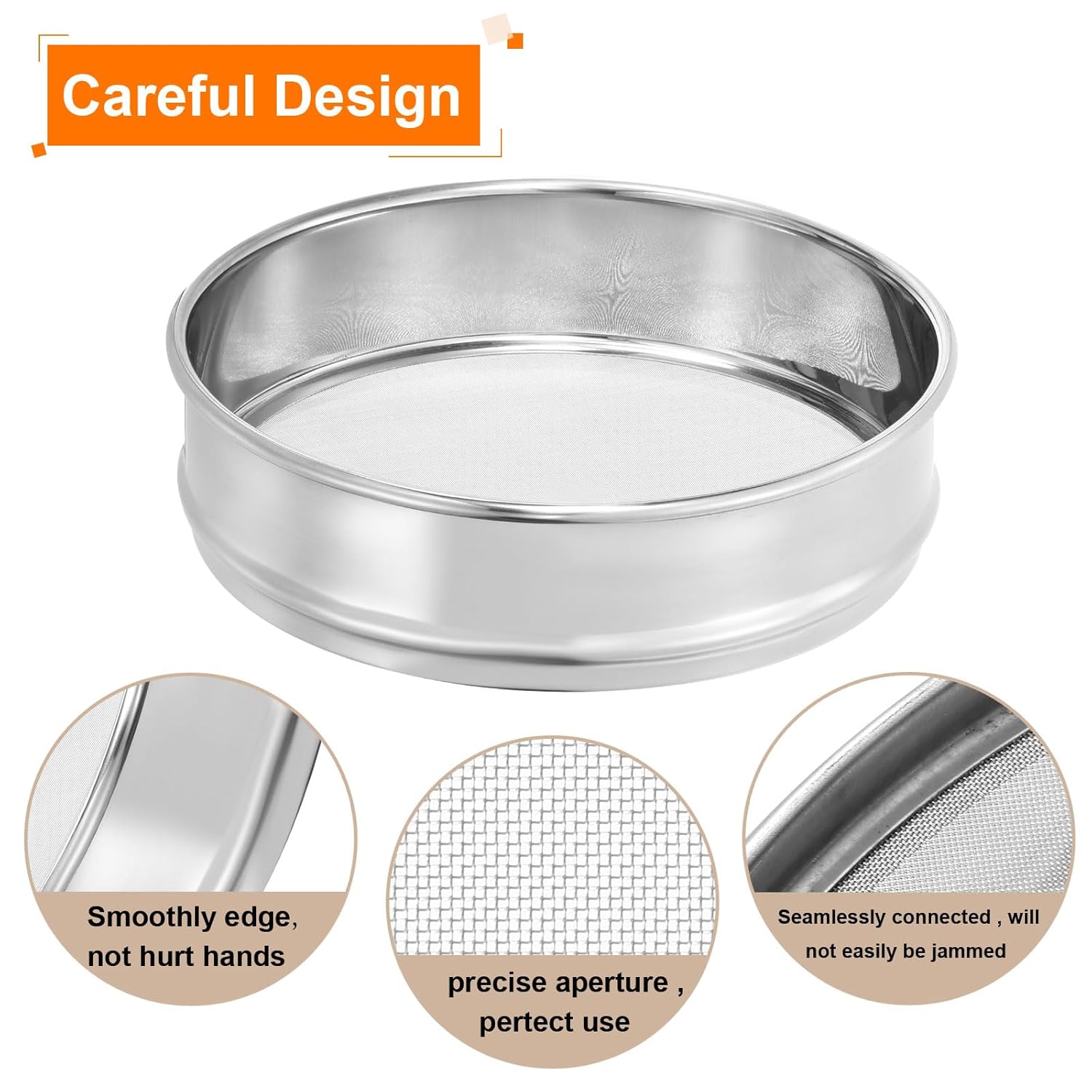 10 Mesh Lab Sieve, 8" Diameter Test Sieve 304 Stainless Steel Wire Cloth (2mm) for Industrial Laboratory - Colors A